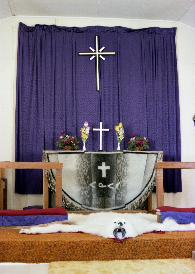 Inside the church at Resolute Bay, NWT, 1979